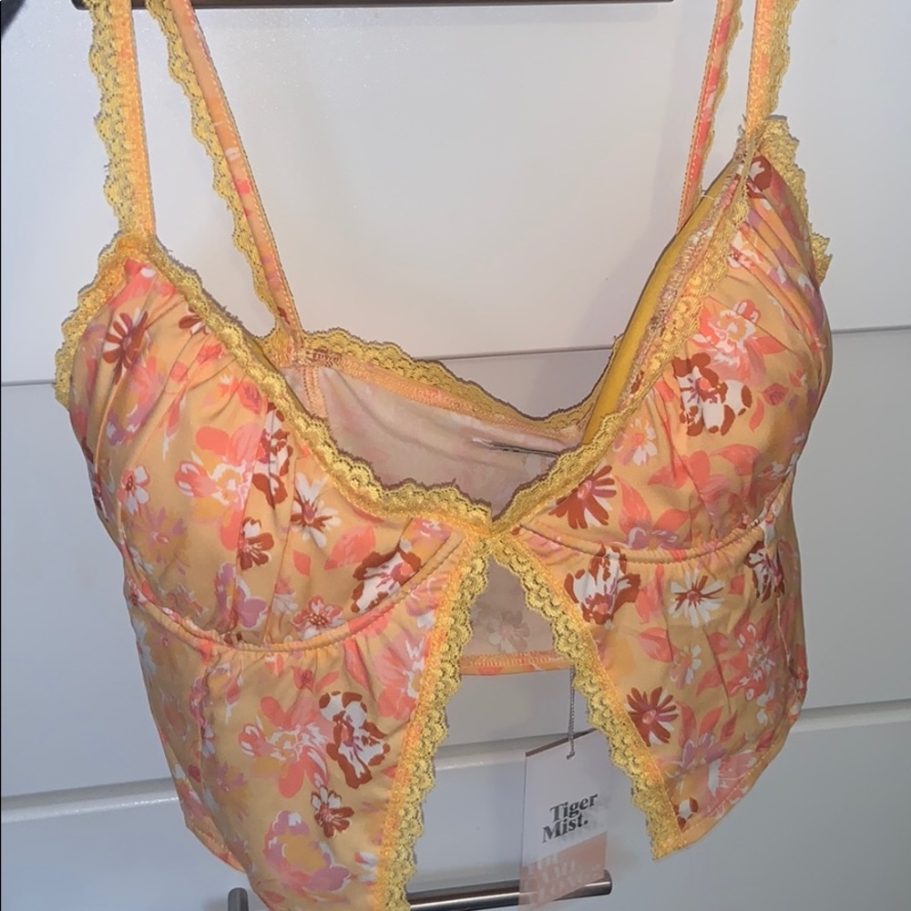 Tiger Mist Floral Summer Open Crop Top